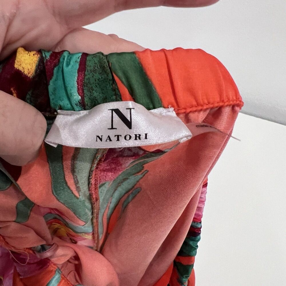 Natori Silky Satin Pajama Pants Medium Pull On Tropical Floral Loungewear Soft - Picture 3 of 7